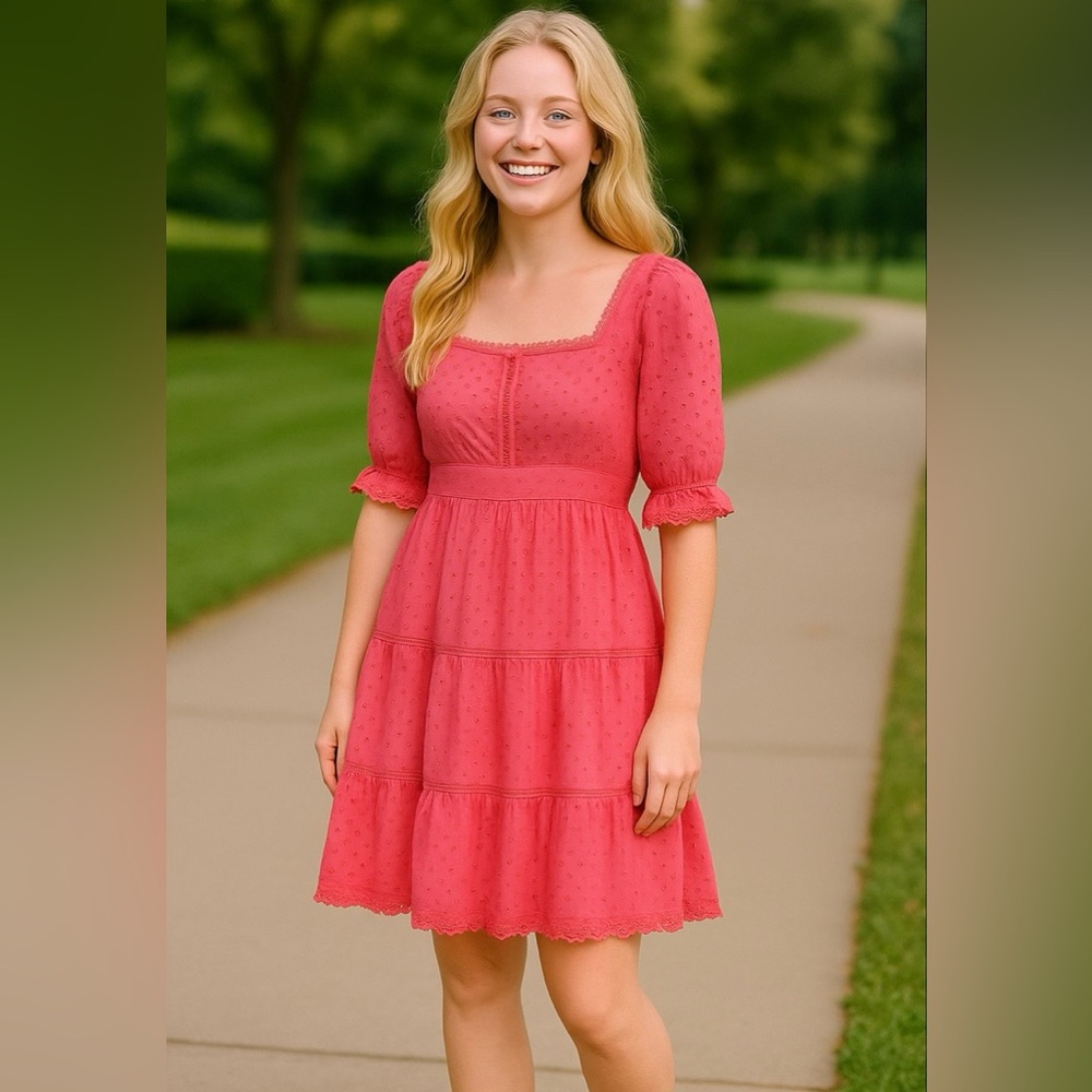 Misha Leisure Pink Eyelet Dress - Size 10